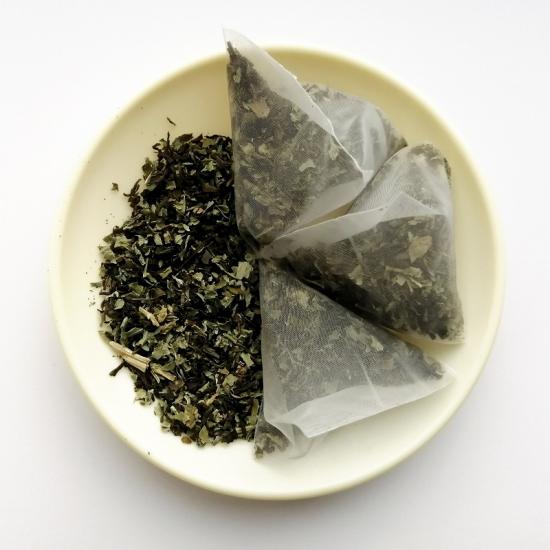 Mint green tea bag